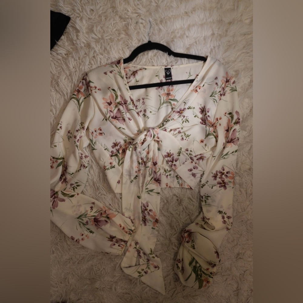Windsor Cream Floral Tie-Front Blouse